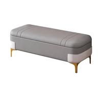 WIGSELBL Long banc ottoman avec rangement en similicuir avec extrémité de lit, banc de lit étroit et assise pour repose-pieds dans la chambre (gris, 100 cm)
