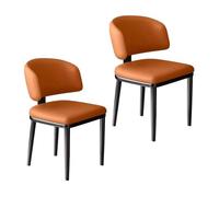 WIGSELBL Lot de 2 chaises de salle à manger modernes du milieu du siècle à dossier haut et confortables avec pieds en métal pour salon (orange)