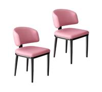 WIGSELBL Lot de 2 chaises de salle à manger modernes du milieu du siècle à dossier haut et confortables avec pieds en métal pour salon (rose)