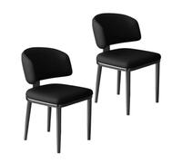 WIGSELBL Lot de 2 chaises de salle à manger modernes du milieu du siècle à dossier haut et confortables avec pieds en métal pour salon (Nero)