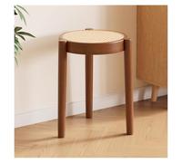 WIGSELBL Lot de 4 tabourets empilables en bois et rotin avec dessus rond - Tabourets empilables pour cuisine, îlot de 4 - Tabourets de bar pour salle à manger (style 1)