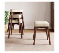WIGSELBL Lot de 4 tabourets en bois rembourrés et empilables avec dessus carré, pour cuisine, salle à manger