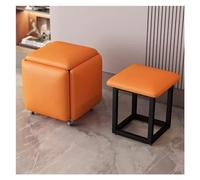 WIGSELBL Lot de 5 tabourets de maquillage avec roulettes, repose-pieds en cuir, tabouret ottoman, cadre en métal, repose-pieds ottoman 5 en 1 pour salon (orange)
