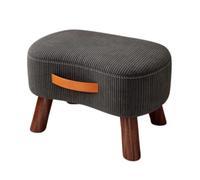 WIGSELBL Petit repose-pieds incurvé avec poignée, repose-pieds en velours et ottomans, repose-pieds moderne pour canapé avec pieds en bois, marchepied avec siège rembourré pour salon (gris)
