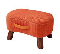 WIGSELBL Petit repose-pieds incurvé avec poignée, repose-pieds en velours et ottomans, repose-pieds moderne pour canapé avec pieds en bois, marchepied avec siège rembourré pour salon (orange)