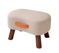 WIGSELBL Petit repose-pieds incurvé avec poignée, repose-pieds en velours et ottomans, repose-pieds moderne pour canapé avec pieds en bois, marchepied avec siège rembourré pour salon (crème)