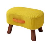 WIGSELBL Petit repose-pieds incurvé avec poignée, repose-pieds en velours et ottomans, repose-pieds moderne pour canapé avec pieds en bois, marchepied avec siège rembourré pour salon (jaune)