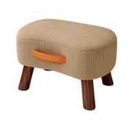 WIGSELBL Petit repose-pieds incurvé avec poignée, repose-pieds en velours et ottomans, repose-pieds moderne pour canapé avec pieds en bois, marchepied avec siège rembourré pour salon (marron)