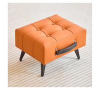 WIGSELBL Petit repose-pieds rectangulaire en similicuir avec siège rembourré, tabouret court élégant pour salon, entrée (orange)