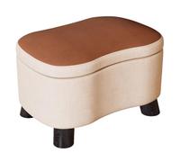 WIGSELBL Petit tabouret de rangement ottomane multifonctionnel avec pieds en bois massif, tabouret d'appoint moderne (marron)