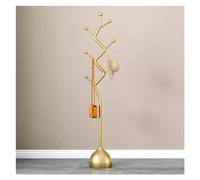 WIGSELBL Porte-manteau en métal autoportant, support de chapeau d'arbre de manteau doré avec base lourde, support moderne et stable avec 6 crochets pour sacs, entrée (couleur : or)