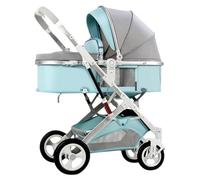 WIGSELBL Poussette 2 en 1 pour nouveau-né, poussette convertible de luxe, landau pliable pour bébé de 0 à 36 mois, poussette parapluie légère en alliage d'aluminium (bleu)
