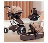 WIGSELBL Poussette de luxe 3 en 1, siège auto et poussette réversible pour nouveau-né, landau de luxe avec cadre en aluminium kaki