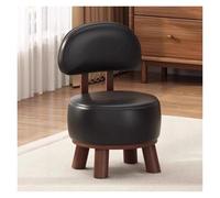 WIGSELBL Repose-pieds en bois massif avec siège rembourré doux, rond moderne, rotation à 360°, petit marchepied de 33 cm pour salon (Nero)