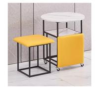 WIGSELBL Siège cube 5 en 1 avec roulettes pivotantes et table basse, empilable, tabouret ottoman, chaise de coiffeuse mobile pour salon (jaune)