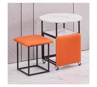 WIGSELBL Siège cube 5 en 1 avec roulettes pivotantes et table basse, empilable, tabouret ottoman, fauteuil de coiffeuse mobile pour salon (orange)