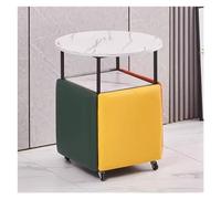 WIGSELBL Siège cube 5 en 1 avec roulettes pivotantes et table basse, tabouret empilable, tabouret ottoman, chaise de coiffeuse mobile pour salon (multicolore)