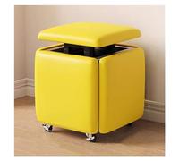 WIGSELBL Siège cube 5 en 1 en cuir synthétique avec roulettes pivotantes, tabouret empilable, tabouret ottoman, repose-pieds mobile, chaise de coiffeuse pour salon (jaune)