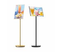 WIGSELBL Support pour affiche A4, A3 - Support de panneau publicitaire pour mariage, support de panneau sur pied pour vue verticale et horizontale (doré, A4)