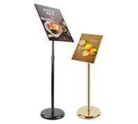 WIGSELBL Support réglable pour affiche sur pied en métal avec base, A2, A3, A4 - Support de panneau de menu pour affichage professionnel (Néro, A3)