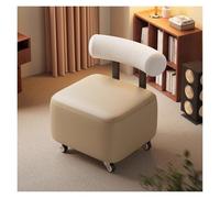 WIGSELBL Tabouret à roulettes en cuir avec roulettes, mini tabourets à chaussures, confortables et ergonomiques avec dossier et siège rembourré épais (kaki)