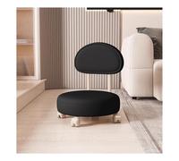 WIGSELBL Tabouret bas rotatif à 360° avec dossier, poulie roulante, tabouret bas avec roulettes, pour changer de chaussures, maquillage, chaise ottomane en cuir synthétique (Nero)