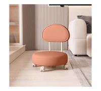 WIGSELBL Tabouret bas rotatif à 360° avec dossier, poulie roulante, tabouret bas avec roulettes, pour changer de chaussures, maquillage, chaise ottomane en cuir synthétique (orange)
