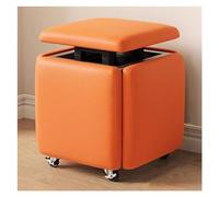 WIGSELBL Tabouret de canapé empilable 5 en 1 cube avec roulettes pivotantes, tabouret ottoman gigogne mobile pour salon, chambre à coucher (orange)