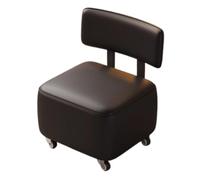 WIGSELBL Tabouret de canapé roulant avec dossier, ottomane en similicuir avec poulie basse pour la maison, mini tabourets à chaussures portables avec roulettes (Nero)