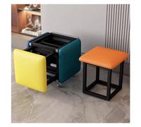WIGSELBL Tabouret de maquillage 5 pièces avec roulettes, repose-pieds en cuir, tabouret ottoman, tabouret de coiffeuse, tabouret ottomane 5 en 1 avec cadre en métal pour salon (multicolore)