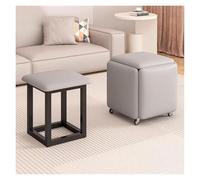 WIGSELBL Tabouret de maquillage cube 5 en 1 en cuir avec roulettes pivotantes, empilable, tabouret ottoman, repose-pieds mobile, chaise de coiffeuse pour salon (gris)