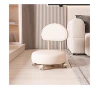 WIGSELBL Tabouret roulant avec dossier, mini tabouret à chaussures en cuir, portable et multifonction, rotatif à 360°, tabouret mobile pour la maison, le bureau (blanc)
