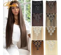 WIGSIN 24 pouces synthétique 7 pièces/ensemble Extension de cheveux longs raides 16Clips coiffure noir blond postiche pour les femmes 24H613