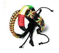 Wigwam - Lot de 3 bracelets rasta en cuir et tissu tressé avec inscription Bob Marley