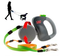 Wigzi Dual Doggie 2 Chien Laisse Rétractable, 15,9 Kilogram/Laisse pour Chien, gris