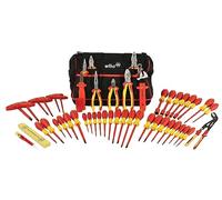 Wiha 32874 Lot de 50 outils isolés avec pinces, fraises, tournevis, poignées en T, couteau, règle et détecteur de tension