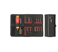 Wiha 36791 Jeu De Tournevis Dynamométriques TorqueVario-S Electric Jeu Mixte À Couple Limité À Réglage Variable - 18 Pcs - 0,8-5,0 Nm - Dans Trousse Repliable