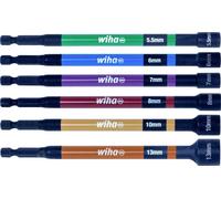 Wiha Set de clés mixtes à cliquet – 1/4" codé par couleur, magnétique, 6 pièces