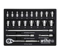 Wiha Jeu de douilles articulées 44708 280 mm – 23 pièces 3/8"