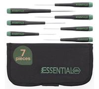 Wiha Essential Precision Screwdriver Set 7 pcs in Pouch | (45896) Precision tool set I watchmaker tools, model making, glasses repair kit, precision screwdrivers