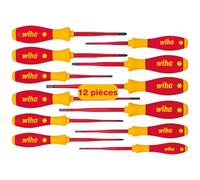 Wiha Jeu de 12 tournevis isolés électricien SoftFinish® slimFix (41003)