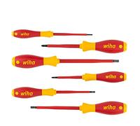 Wiha Jeu de tournevis, lot de 6, électricien, homologué VDE, isolé 1 000 V (00833) I Jeu de tournevis professionnels fente/cruciforme I Outil d'électricien