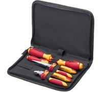 Wiha jeu d'outils électricien tournevis, pince demi-ronde, pince coupante diagonale, 5 pcs dans une trousse (26755)