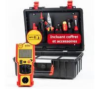 Wiha PAT One 47220 Kit de testeur d'appareils conforme à la norme DIN VDE 0701/0702 avec reconnaissance d'image IA et documentation NFC, test automatique FI/RCD dans une mallette avec outil