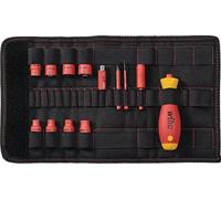 Wiha Screwdriver and Socket Insert Set 1/4" slimVario® electric in assortment, 14 pcs, incl. folding pouch (43467)
