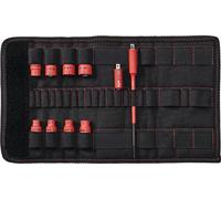 Wiha TorqueVario®-S jeu de douilles électriques 1/4" en assortiment, 11 pièces, y compris adaptateurs et pochette pliante (43466)
