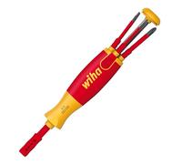 Wiha Tournevis porte-embout isolé LiftUp électricien avec magasin 6 embouts slim (38613)