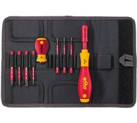 Wiha Jeu de tournevis et embouts slimVario® 41233 – Fente, Pozidriv, PlusMinus, 9 pièces en trousse