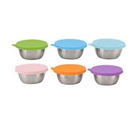 WIHFHGZ 6 Pcs Récipients Sauce en Acier Inoxydable 304, Petits Contenants Multifuntion en Silicone, Couvercles Étanches Colorés - Sécurité Alimentaire, Résistants Lave - Vaisselle, Parfa