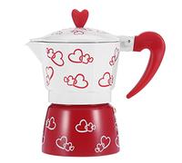 WIHFHGZ Cafetière en Aluminium Durable, Bouilloire à Café Ménage Bureau Taille L - Sécurité Alimentaire, Réutilisable, Compatible Plaque Électrique et Gaz (Coeurs rouges, soyez prudent)